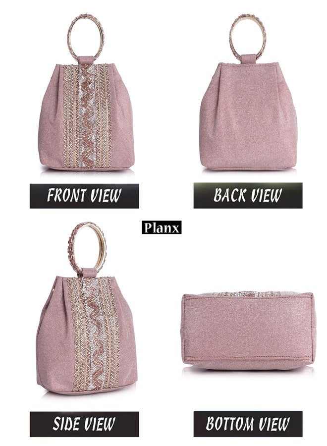 PLANX SILK Fabric Stylish Trendy Unique Designer Potli Bag - Fancy Top Handle Wedding Clutch For Women - Image 4